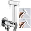 WRKMH Doccetta per Bidet Cromo Spruzzatore per Bidet Ottone Idroscopino per WC, con Uno Dentro Uno Fuori Valvola ad Angolo, Spruzzatore a Doppia Funzione in Ottone, 1.2M Tubo Doccia
