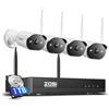 ZOSI 2K Kit Telecamere di Sorveglianza WiFi6, Registratore NVR 8CH 8MP e HDD 1TB con 4 Telecamere IP di Sicurezza per Esterni, Visione Notturna a Colori, Rilevamento Persone, Audio Bidirezionale