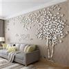 guangmu Albero Adesivo da Parete, Alberi e Uccelli 3D Adesivi Murali Arts Wall Sticker Decorativi per TV Par (S-200 * 100cm, Argento Destra)