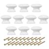 PATIKIL Manopole da 1-3/8 Pollici, 10pz Pomelli Rotondi per Cassetti e Cassettiere Maniglie Legno Pomelli per Cassetti Viti per Mobili da Cucina, Porta, Bianco