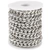 Boutigem Catena barbazzale sfaccettata in alluminio, 5 m, non saldata, intrecciata, massiccia, 12 x 9 x 3,5 mm, per fai da te, bracciali, collane, gioielli artigianali
