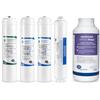 Bbagua Confezione 4 filtri Inline + Igienizzatore Bbagua da 0,5 litri. Il pacchetto di filtri composto da 1 sedimenti, 1 carbone GAC, 1 carbone blocco e 1 post filtro cocco. Bbagua.