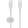 Belkin BoostCharge Pro Flex Cavo intrecciato da USB Type C a USB C, cavo di ricarica rapida PD, certificato USB-IF per iPhone 16/15, Galaxy S24, Pixel, iPad, Nintendo Switch, MacBook, 1 m, bianco