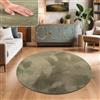 Paco Home Tappeto Salotto Moderno Soggiorno Pelo Lungo Tappeto Morbido Peloso Verde, Dimensione:80 cm tondo