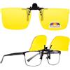 Amorays Occhiali polarizzati Flip up Clip on Occhiali da Notte Anti Glare Lenti per Uomo e Donna Migliora la visibilità di notte e pioggia 7810, Nero (vetro giallo), 64mm*44mm