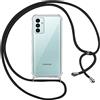 Pnakqil Custodia Cordino Cover per Samsung Galaxy A13 5G 6.5 Girocollo Collana Cordoncino Collo Cordini Cordino Tracolla Catena Silicone Protettiva Trasparente Custodia per Samsung A13 5G Cover, Nero