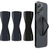 kwmobile Supporto Dita Cellulare - Set 3x Fasce Elastiche Sostegno Antiscivolo Antiurto Telefonino Supporto Universale - Finger Holder Phone blu metallico glitter/blu metallico glitter/nero