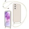 Coalbooliy Cover per Samsung Galaxy A55 5G 6,5 con Cordino per Cellulare, Custodia Silicone con Regolabile Collana Sottile Morbida Case Protezione della fotocamera Antiurto con Necklace, Bianco