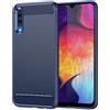owlhold Cover per Samsung Galaxy A50 / A30S, Custodia Spazzolata e Fibra di Carbonio Morbido Silicone TPU Slim Fit Case, Antiurto, Antigraffio, Antiscivolo, Protezione Grado Militare, Blu