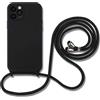 Hadwii Cover con Cordino per iPhone 14 Plus, Custodia con Regolabile Collana, Morbido Silicone Case con Laccio Tracolla [Antiurto] [AntiGraffio] Custodia per iPhone 14 Plus, Nero