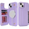 SailorTech per iPhone 14 Plus Custodia per telefono con porta carte di credito, iPhone 14 Plus Custodia con slot per carte di credito mag safe Portafoglio Zipper per uomo - Viola