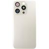 Smartex® Vetro copribatteria per scocca Posteriore Big Hole Compatibile con iPhone 15 PRO | Senza Logo (Bianco)