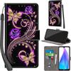 PHINIENLAND Cover per Xiaomi Redmi Note 8T Case PU Pelle Custodia [Kickstand] [Chiusura magnetica] [Slot per Schede], Portafoglio Flip Custodia per Redmi Note 8T,Farfalla dorata