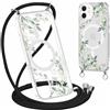 Yoedge Magnetica Cover con Cordino per iPhone 11 6,1 Compatibile con MagSafe, Custodia con Corda Collana Tracolla Laccio, Trasparente TPU Silicone Antiurto Case con Aesthetic Disegni 2-Fiori