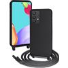 FERLAN Custodia per Samsung Galaxy A52 5G Cover con Cordino,Nero | Custodia con Laccio Collana Tracolla Regolabile Sottile Silicone Morbido TPU Bumper Antiurto AntiGraffio Protettiva Case