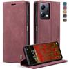 owlhold Cover Xiaomi Redmi Note 12 Pro 5G Custodia Xiaomi POCO X5 Pro 5G Magnetica Portafoglio Flip[Antiurtoo][Cavalletto][Carta Fessura] Cover Pelle per Redmi Note 12 Pro 5G/POCO X5 Pro -Vino Rosso