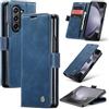 Azororo Cover per Samsung Galaxy Z Fold 5 5G, Premium PU Pelle Custodia, Magnetica Carta Fessura Portafoglio Case, Flip Cavalletto Custodia per Samsung Galaxy Z Fold 5 - Blu