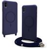 VAVAVOOMY Cover Compatible con iPhone XS Max rimovibile custodia in silicone,[Antiurto][Antiscivolo] Custodia con Regolabile Collana per Cordino Collana Necklace Cover Corda-Blu