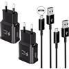 JupptElectronics Kit di Ricarica Rapida Adattiva Compatibile con Samsung Tablet/Telefono Galaxy S7/S7 Edge/S6/S6 Plus/A6/J7/J3/Note5 4, USB 2.0 Caricabatterie Rapido e Cavo Micro USB 1,5 m (Confezione da 2)