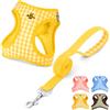 OFFCUP Pettorina per Cani Gatti con Guinzaglio Set Traspirante Imbracatura in Air Mesh per Cani Piccoli Pettorina Step-in Regolabile Riflettente Morbida Imbottito Anti-Strappo, Giallo, XS