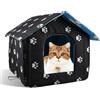 BORDEAG Casetta per Gatti, Lavabile Tessuto Oxford Cuccia Pieghevole, Pieghevole Cuccia Gatto Esterno con Cuscino, Casetta per Gatti per Esterni per Animali Uso Interno ed Esterno (40×38×35cm, Nero)