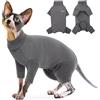 PUMYPOREITY Vestiti Sphynx,Pullover Gatti Maglia a Collo Alto per Gatti Senza peli Felpa Calda Maglione Sphynx Abbigliamento Invernale con Maniche per Sphynx/Cornish Rex/Devon Rex/Peterbald(Grigio,M)