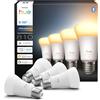 Philips Hue LED A60 (Confezione da 4), Lampadine smart con luce bianca calda E27, Luci smart da 6 W e 810 lumen, Lampadine intelligenti compatibili con Alexa, Google Assistant e Apple Home