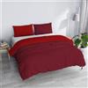 Italian Bed Linen Copripiumino Matrimoniale, Tinta Unita Double Face, Parure Copripiumino VERA, con Sacco Piumone 250x200cm + coppia federe 50x80cm BORDEAUX/ROSSO