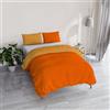 Italian Bed Linen Copripiumino Piazza e Mezza, Tinta Unita Double Face, Parure Copripiumino VERA, con Sacco Piumone 200x200cm + coppia federe 50x80cm ARANCIO/GIALLO