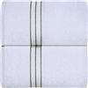 Superior - Asciugamani da Bagno di Lusso Collezione Hotel, Cotone Egiziano 100%, Bianco/Verde Foresta, 900 g, Set di 2
