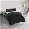 Italian Bed Linen Copripiumino Piazza e Mezza, Tinta Unita Double Face, Parure Copripiumino VERA, con Sacco Piumone 200x200cm + coppia federe 50x80cm NERO/FUMO