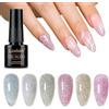 Luxbon 6 pz Glittery Gel Smalto Semipermanente per unghie Set - Winter Colour Set Smalto Gel di lunga durata, uv led Soak Off Nail Art Designs Manicure Kit 030