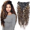 Generisch Deep Wave Clip in extension per capelli umani, ciocche di extension senza colla, per donne, 120 g, capelli ricci, #4/27, biondo e go, 8 pezzi, clip senza cuciture, 45 cm