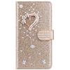 BLOTECH Brillantini Portafoglio per Xiaomi Mi 11 Lite 5G Glitter Custodia Libro Pelle con 3D Little love Wallet Flip Cover Case Oro PU Brillantini Strass Cristallo Lady Girl Elegante Trendy Phone Case