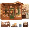 Cutefun DIY Case delle bambole Book Nook Model Kit, Reggilibri Scaffale Inserto Decorazione con Luce LED,Kit di Costruzione di Modellini in Legno per (MRS.HUNT BAKERY)