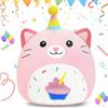 AMFUN Peluche a Forma di Unicorno, Cuscino in Peluche a Forma di Gatto, Happy Birthday Kawaii Giocattolo Morbido, Regalo per Bambini Ragazza 3+ Anni