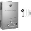 PEIXU 12L Scaldacqua a Gas Propano GPL 24KW Argento Riscaldatori di Acqua a Gas Liquefatto Butano,Scaldabagno Istantaneo Senza Serbatoio,per Campeggio,Camper,Casa,Uscita Dell'acqua Calda 12L/min