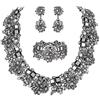 EVER FAITH Gioielli Donna, Cristallo Vintage Floreale Girocollo Chunky Choker Jewellery Set di Gioielli