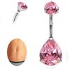 Limerencia 14G Ombelico Titanio, Navel Ipoallergenico Medico Interno con Teardrop Opal CZ per Donne