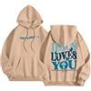 Generic Christian Jesus Loves You Felpe con cappuccio da donna vestibilità ampia alla moda gotico pullover maglioni Dio carino grafica casual con cappuccio lettera pullover con cappuccio Y2K leggero religioso
