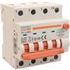 A2ZWORLD RCBO Interruttore Magnetotermico Differenziale Con Doppia Leva Tipo A Curva C 4P 4M 6000A 300mA, Diagnostica Visiva, C25A AC 400V IP20 IEC61009-1 PL8M4 4P GB66625