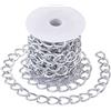 Craftdady, Rotolo da 5 m di catena barbazzale argentata in alluminio con maglie intrecciate non saldate dal foro largo, con bobina, stile punk cubano, per collane, bracciali e gioielli fai da te
