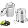 Ruikdly Infusore Per Tisane 2 Pezzi Filtri Te In Acciaio Inox Colino Per Tisane Sfuso Filtro Da Tè A Rete Con Vassoio/Coperchio Con Catena Di Estensione Per Tè Sfuso Tisane Spezie