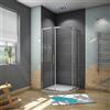 Other Box Doccia Semicircolare H.195cm Porte Scorrevoli Vetro Temperato 6 mm Trasparente Anticalcare Telaio Cromato Lucido, incluso Piatto Doccia e Piletta -