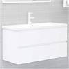 Gecheer Mobile da Bagno,Sospeso,Pensile,a Muro,Moderno,con Rubinetto e Scarico,con Lavabo Lavandino Integrato,in Legno Multistrato,Bianco 90x38,5x45 cm