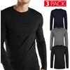 Set 3 Pezzi Shirt Uomo Manica Lunga Girocollo Maglia Caldo Cotone Felpato VEQUE