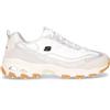 SKECHERS D'Lite Dazzling Shine Sneaker In Ecopelle E Pelle Bianco Grigio - Donna - Bianco Grigio