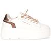 QUEEN HELENA Sneaker In Ecopelle Con Zeppa Bianco Oro - Donna - Bianco Oro