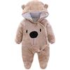 Fairy Baby Bambino Snowsuit, Neonato Neonato Bambino Con Cappuccio Pagliaccetto In Pile Tuta Da Neve Cartone Animato Tuta Autunno Inver, Marrone, 9 mesi