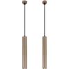Generic Moderno Luce Pendente Confezione da 2 Lampade A Sospensione Cilindriche in Alluminio Bronzo Tubo Lungo per Ristorante da Soffitto Faretto per Soggiorno Camera da Letto Corridoio